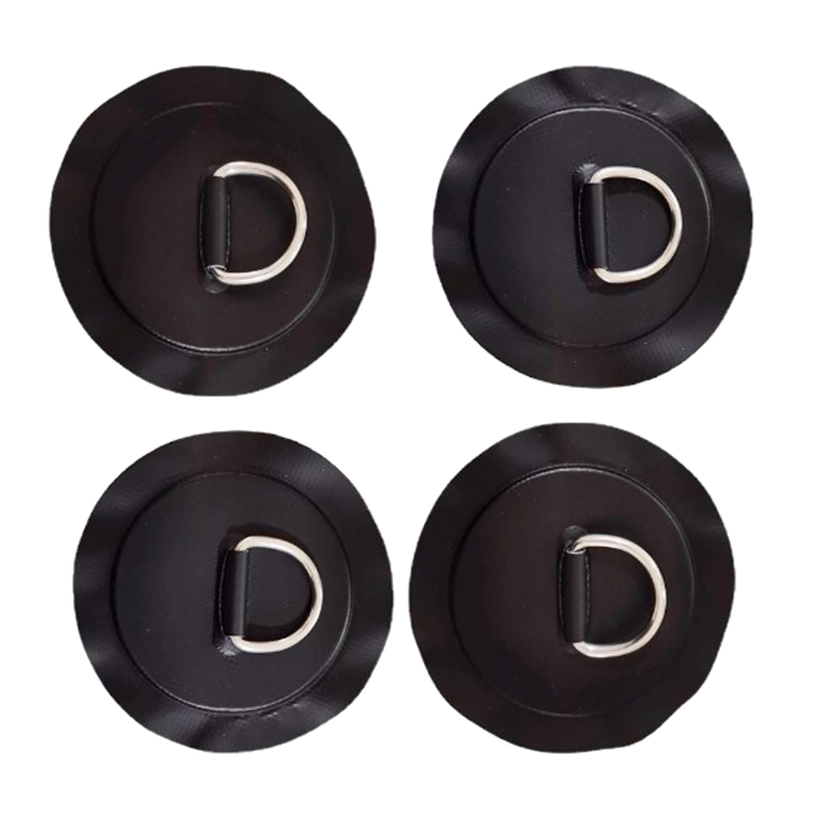 4 Pieces D-ring Pad Patch for Inflatable Boat Raft Dinghy Kayak Black