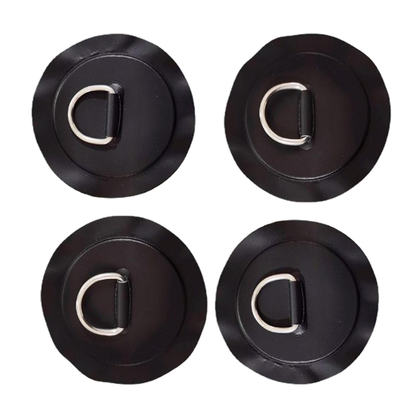 4 Pieces D-ring Pad Patch for Inflatable Boat Raft Dinghy Kayak Black