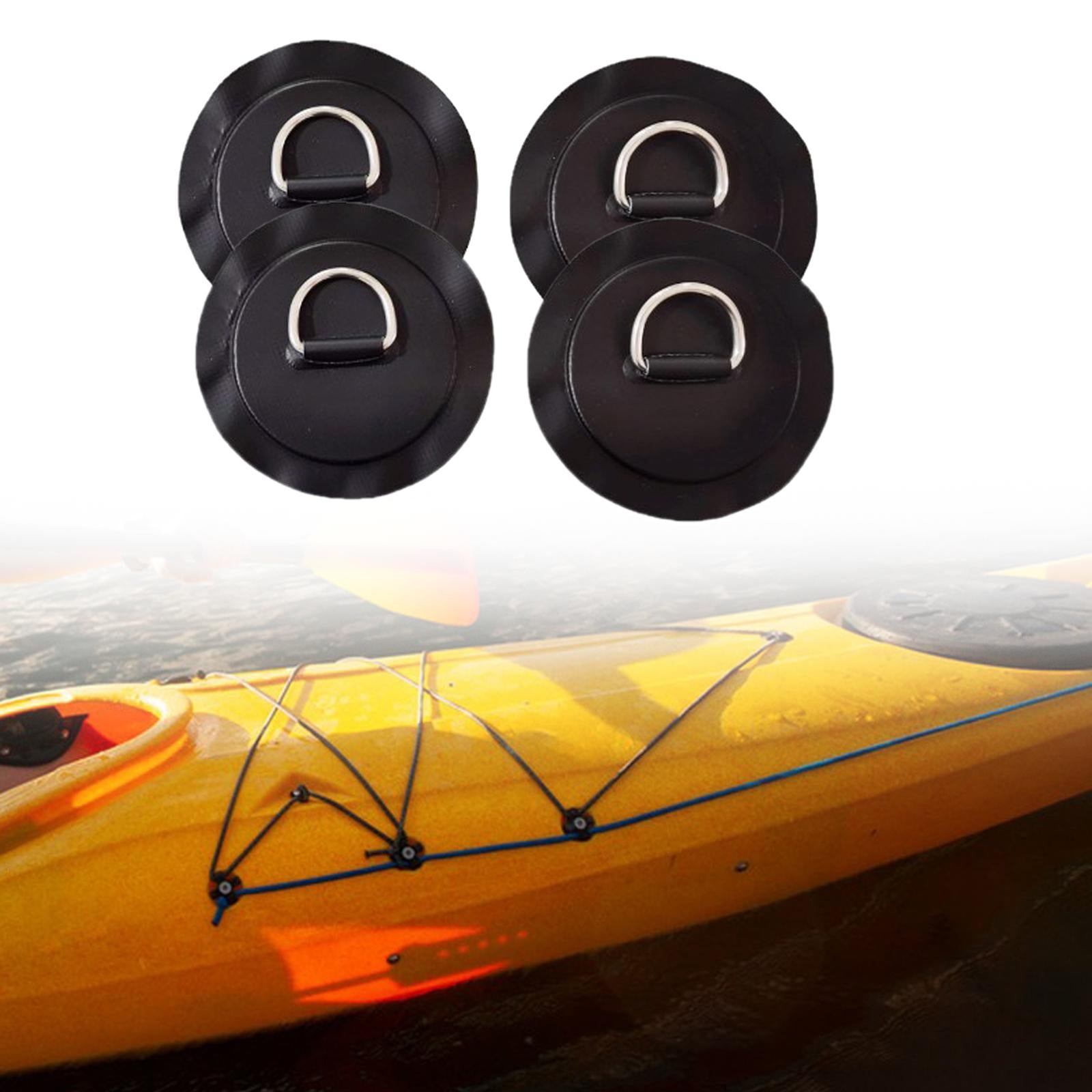 4 Pieces D-ring Pad Patch for Inflatable Boat Raft Dinghy Kayak Black