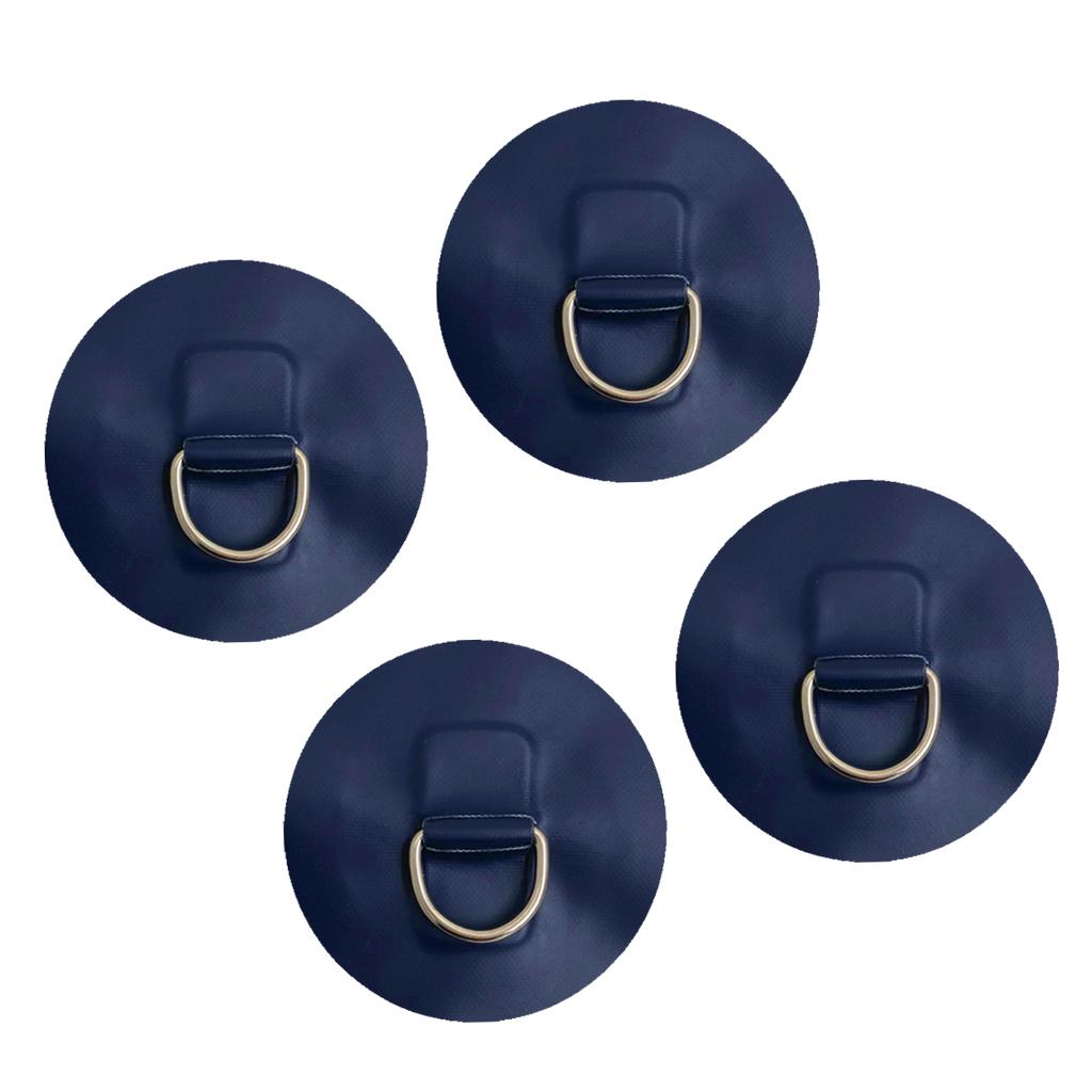 4 Pieces D-ring Pad Patch for Inflatable Boat Raft Dinghy Kayak Dark Blue