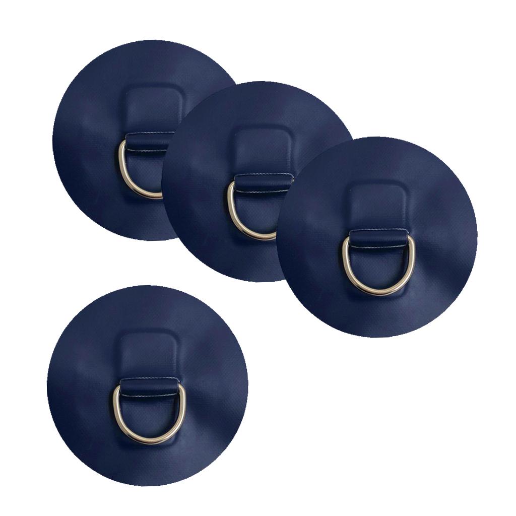 4 Pieces D-ring Pad Patch for Inflatable Boat Raft Dinghy Kayak Dark Blue
