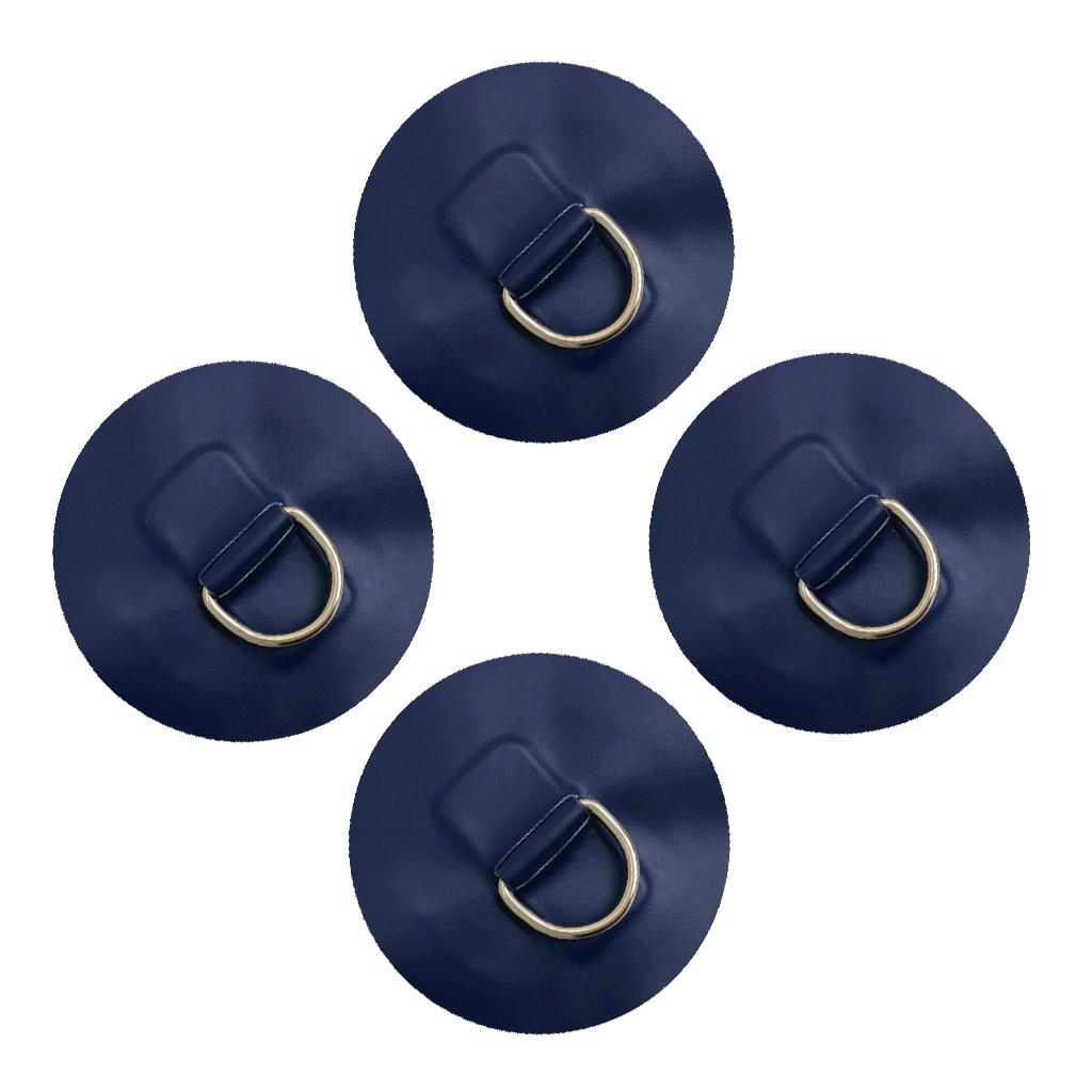 4 Pieces D-ring Pad Patch for Inflatable Boat Raft Dinghy Kayak Dark Blue