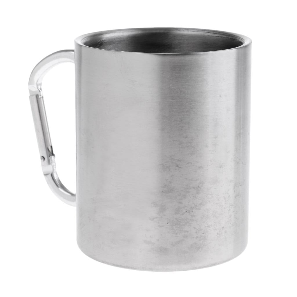 300ML Stainless Steel Outdoor Camping Cup Coffee Mug with Carabiner Hook