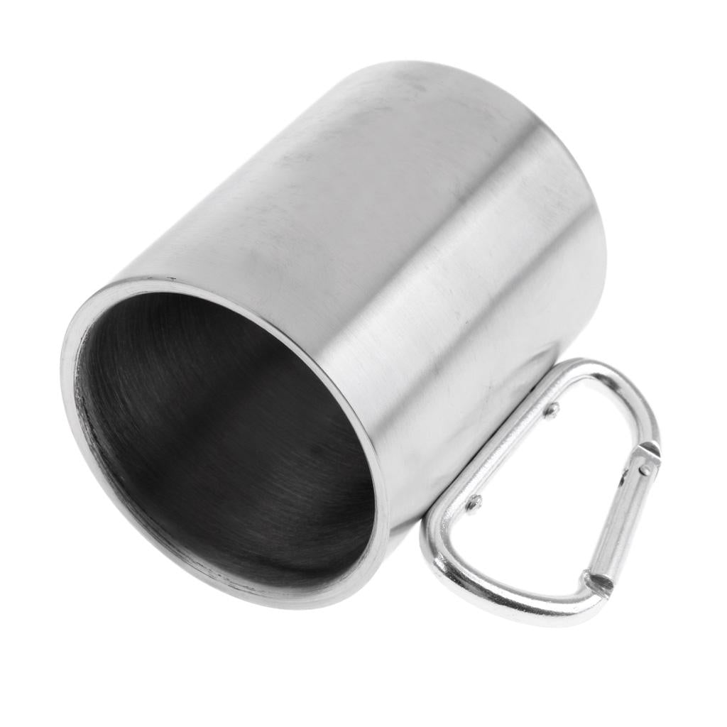 300ML Stainless Steel Outdoor Camping Cup Coffee Mug with Carabiner Hook