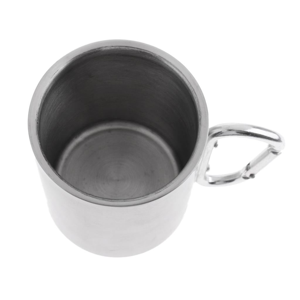 300ML Stainless Steel Outdoor Camping Cup Coffee Mug with Carabiner Hook