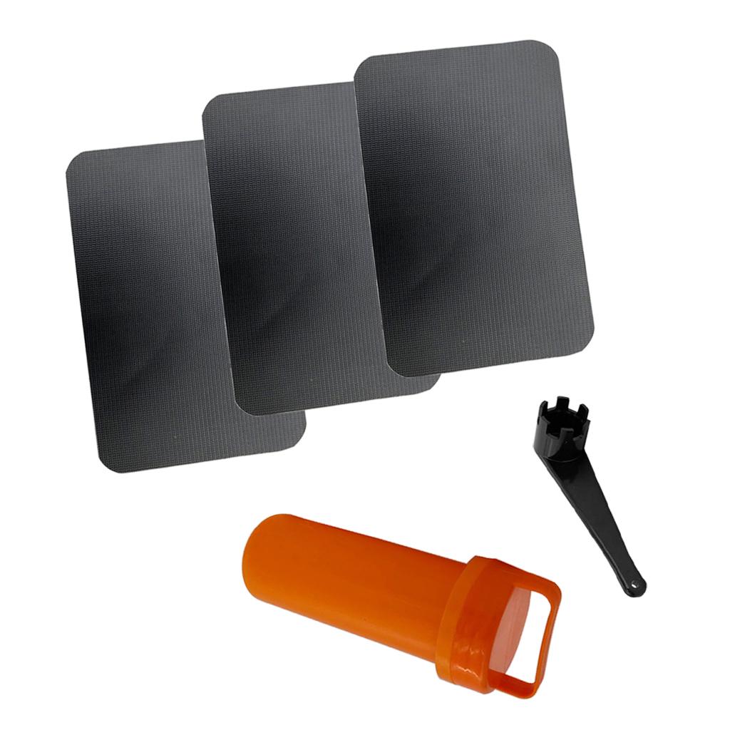 Inflatable Boat Kayak Repair Kit PVC Patch Valve Wrench Container Bucket