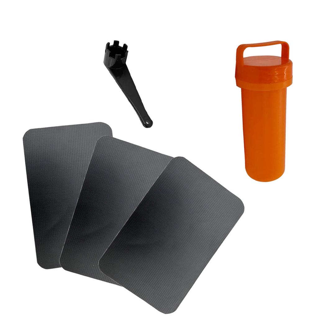 Inflatable Boat Kayak Repair Kit PVC Patch Valve Wrench Container Bucket