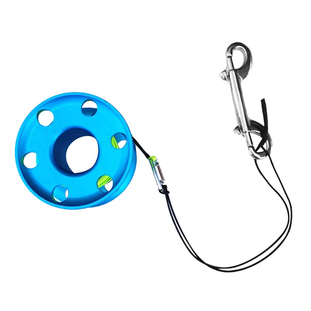 Scuba Diving Diver Aluminum Alloy Finger Spool Reel with 20m Line Bolt Snap