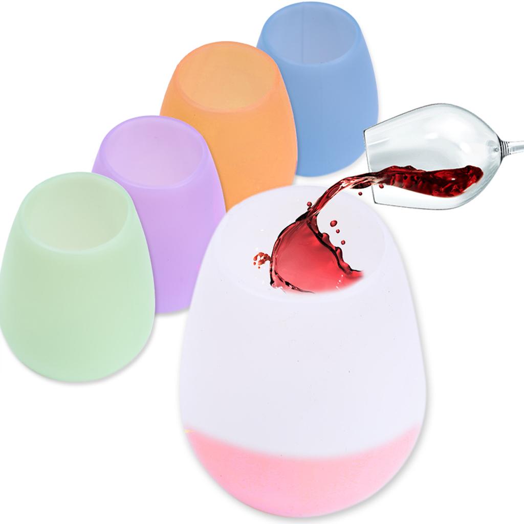 Unbreakable Silicone Red Wine Cup Glass for Party Camping BBQ Picnic Orange
