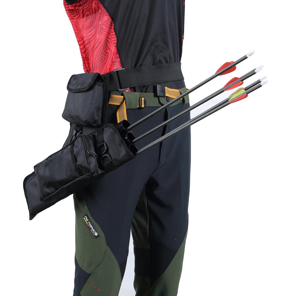 Archery Arrow Quiver Holder Belt Waist Recurve Bow Hunting 3 Tubes Black