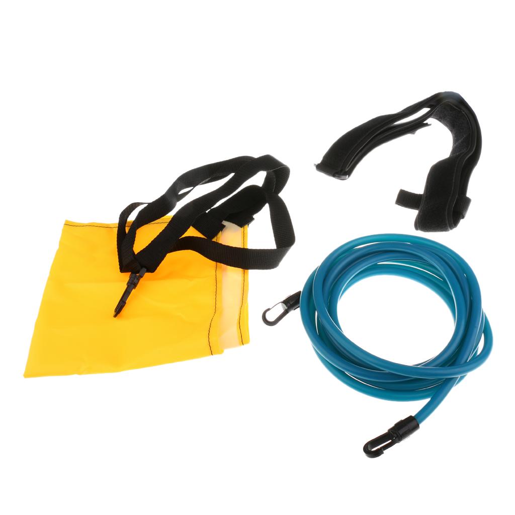 Swiming Training Kit Swim Resistance Belt with Drag Parachute Yellow + Blue