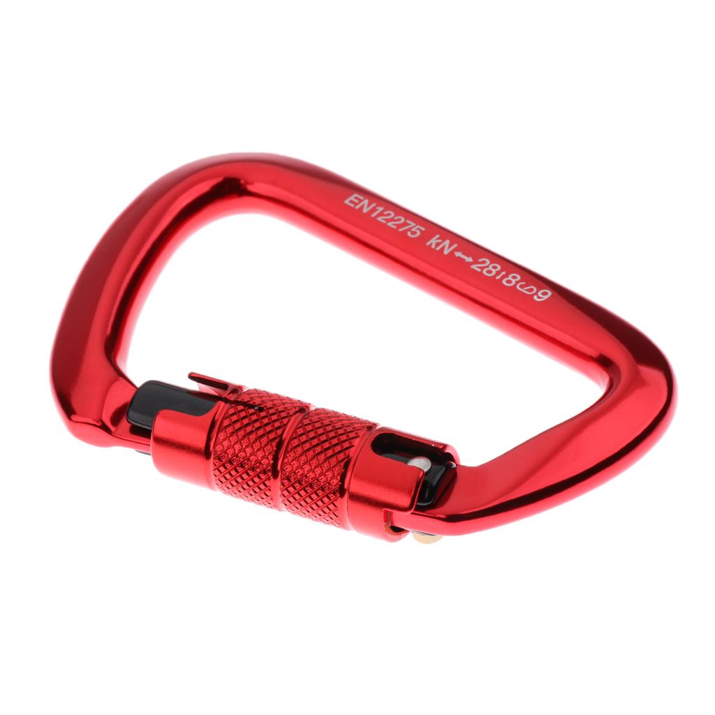 28KN Aluminum Rock Climbing Hiking Auto Locking Carabiner red