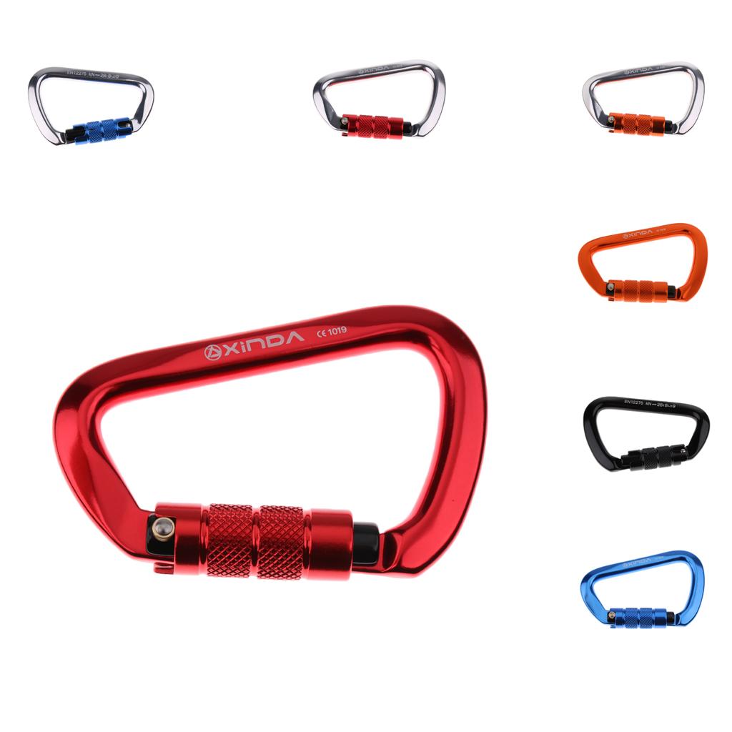 28KN Aluminum Rock Climbing Hiking Auto Locking Carabiner red