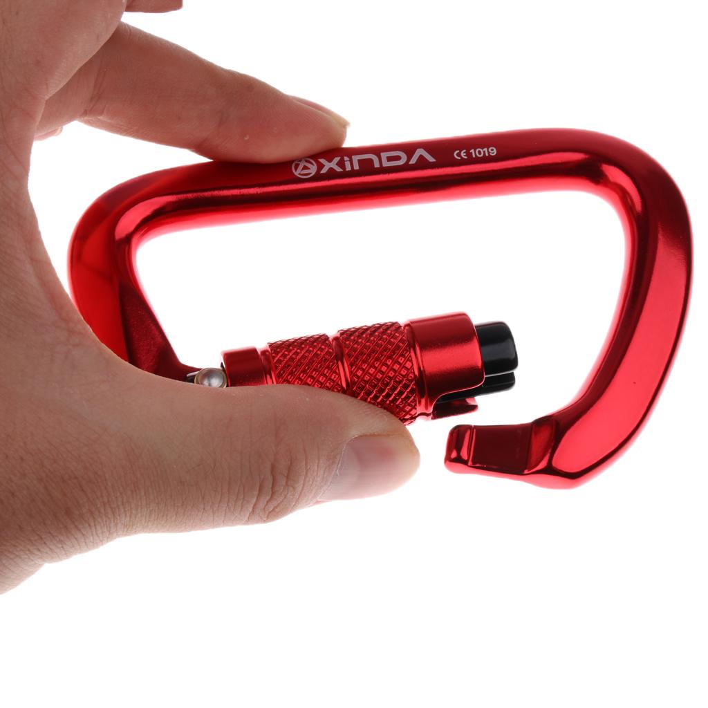 28KN Aluminum Rock Climbing Hiking Auto Locking Carabiner red