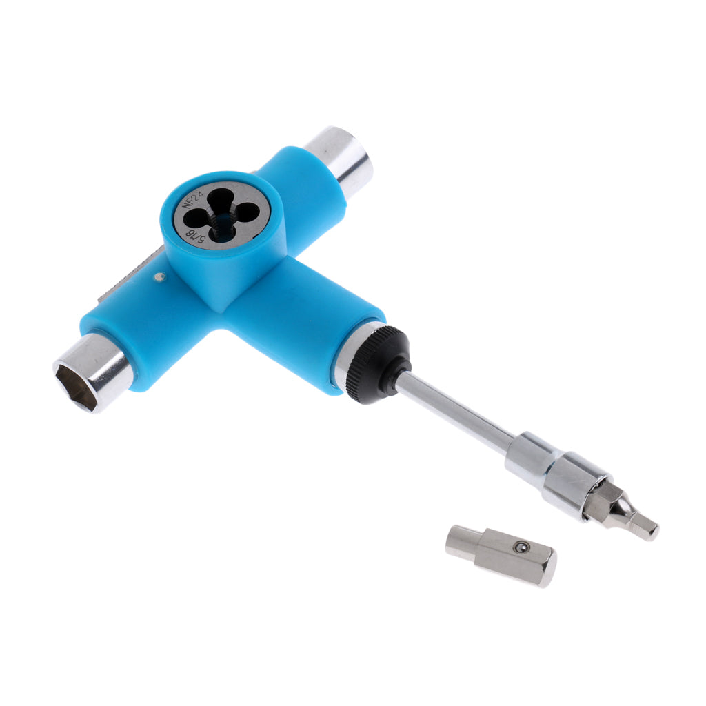 Multifunction Skateboard Longboard T-Tool Screwdriver Socket Wrench Blue
