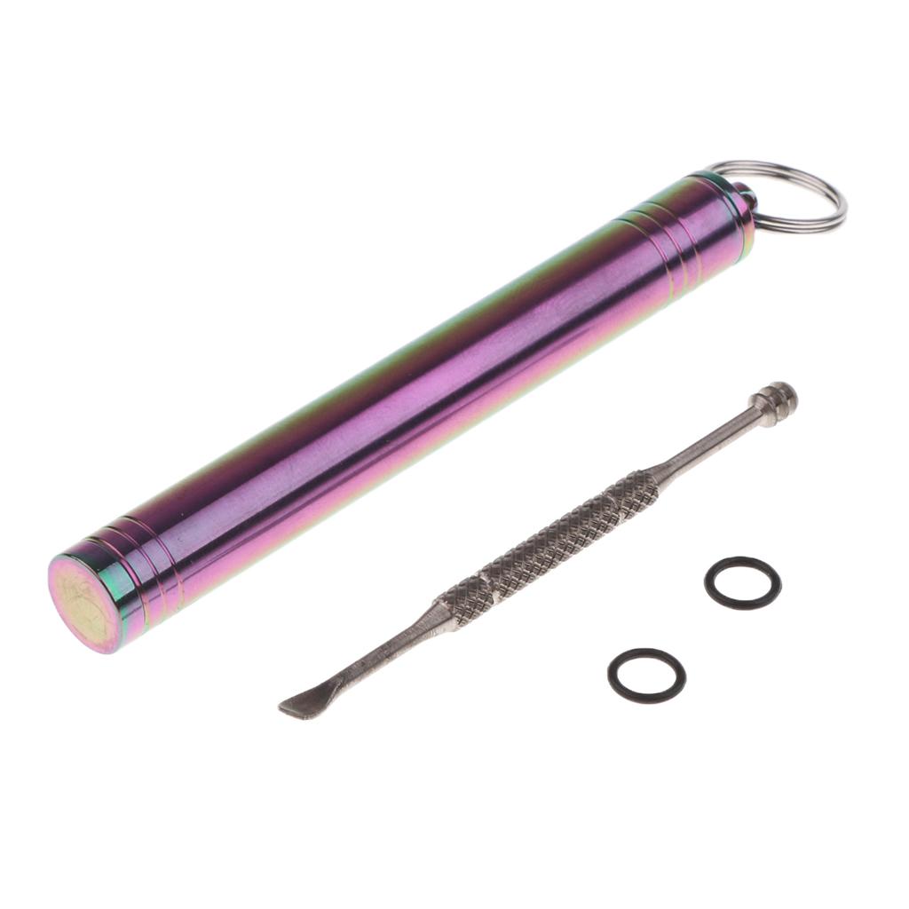 Titanium Alloy Camping Toothpick Box Ear Pick Holder with Ear Pick Colorful