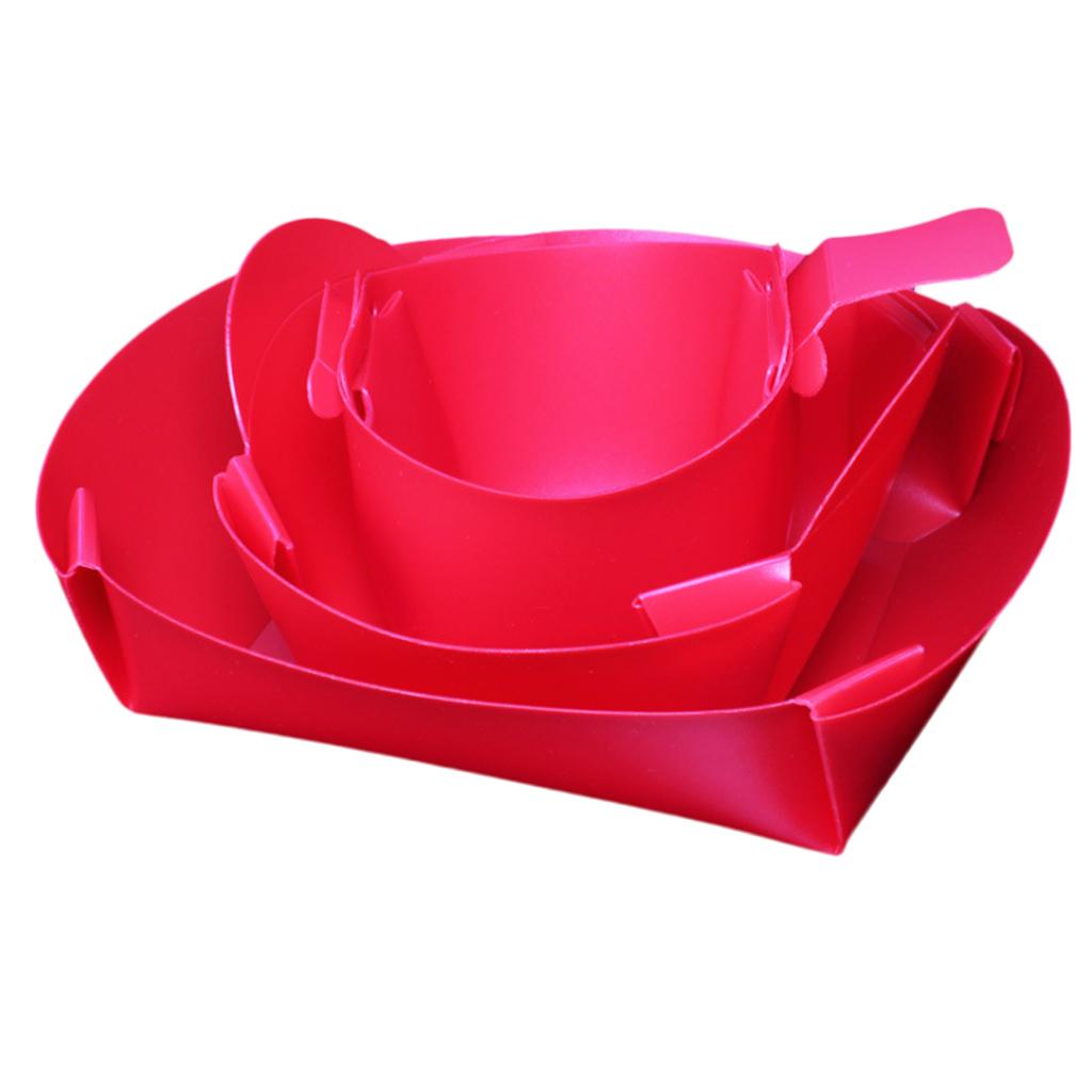 3 Pieces Kit Camping Picnic Folding Cup Bowl Plate Tableware Dinnerware Red