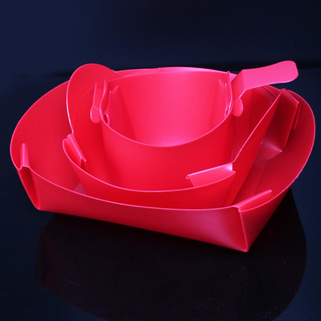 3 Pieces Kit Camping Picnic Folding Cup Bowl Plate Tableware Dinnerware Red