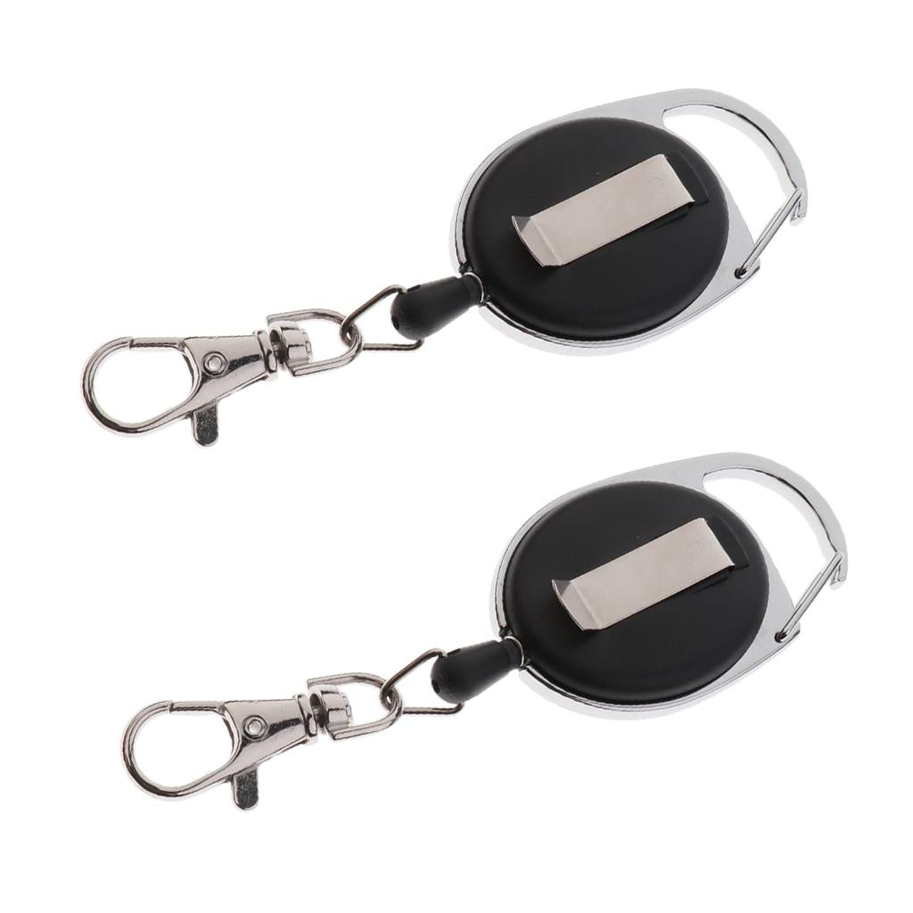 6x2 Pieces Retractable Keychain Key Ring Recoil Pull Reel Belt Clip