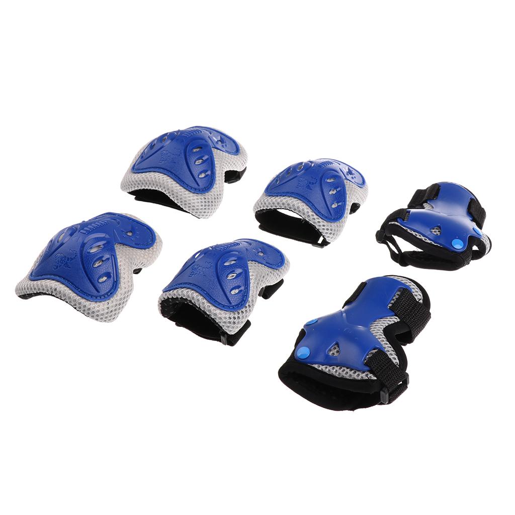 Outdoor Children Knee Elbow Wrist Pads Protection Gear Blue S for Age 3-8