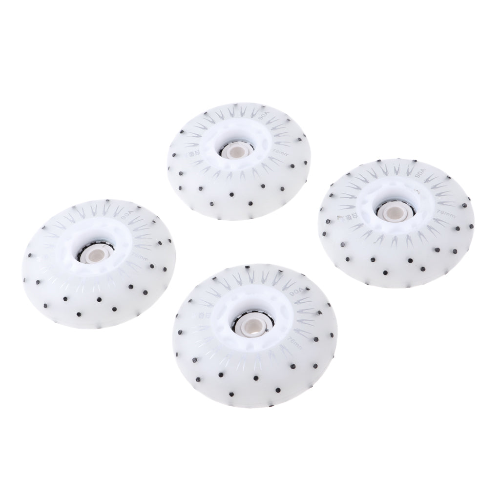 4pcs Flash Speed Skating Wheel Roller Skates Wheels Light 76mm White