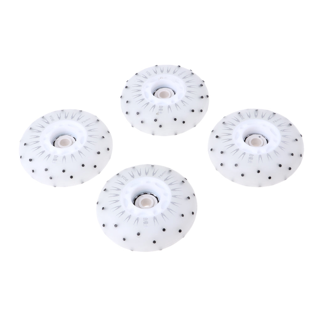 4pcs Flash Speed Skating Wheel Roller Skates Wheels Light 76mm White