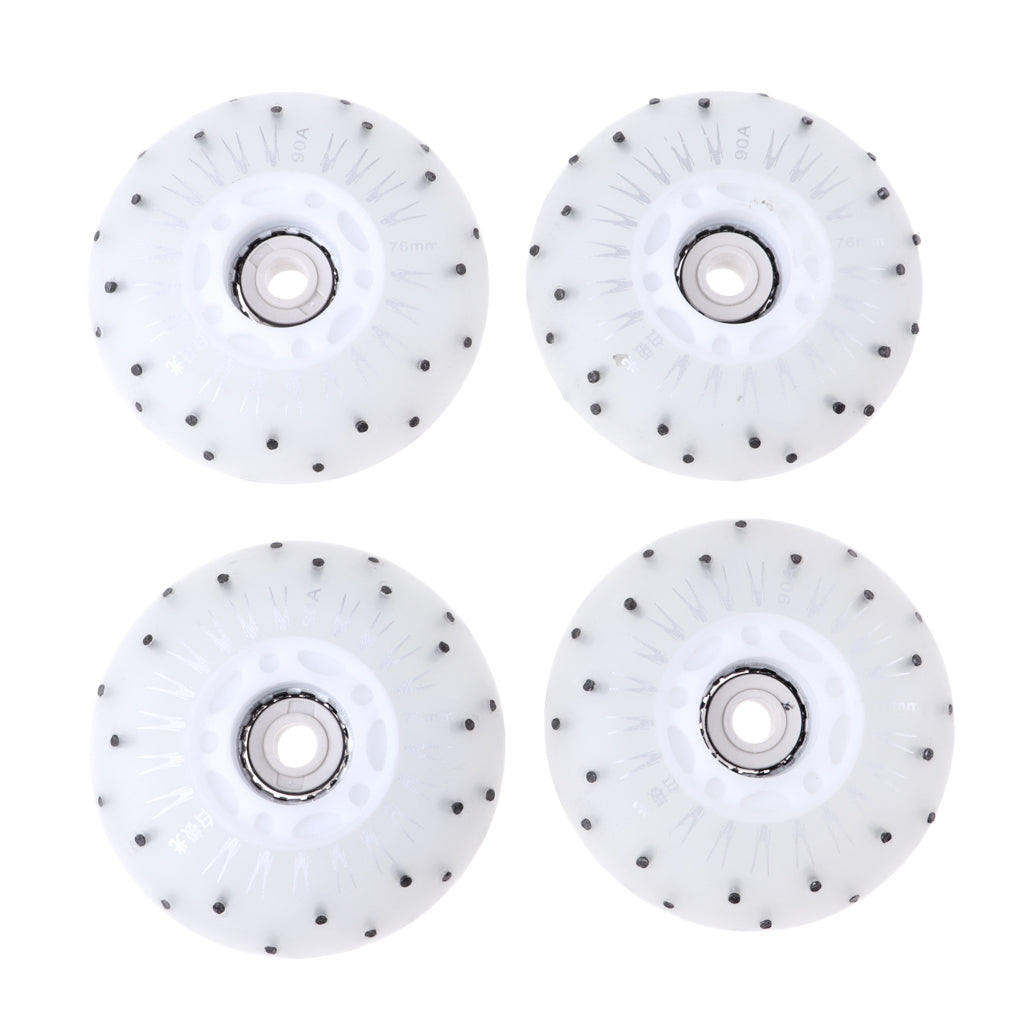4pcs Flash Speed Skating Wheel Roller Skates Wheels Light 76mm White