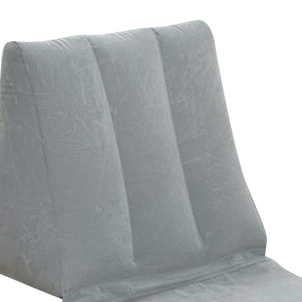 Inflating Beach Camping Lounger Back Pillow Cushion Chair Air Bed Gray