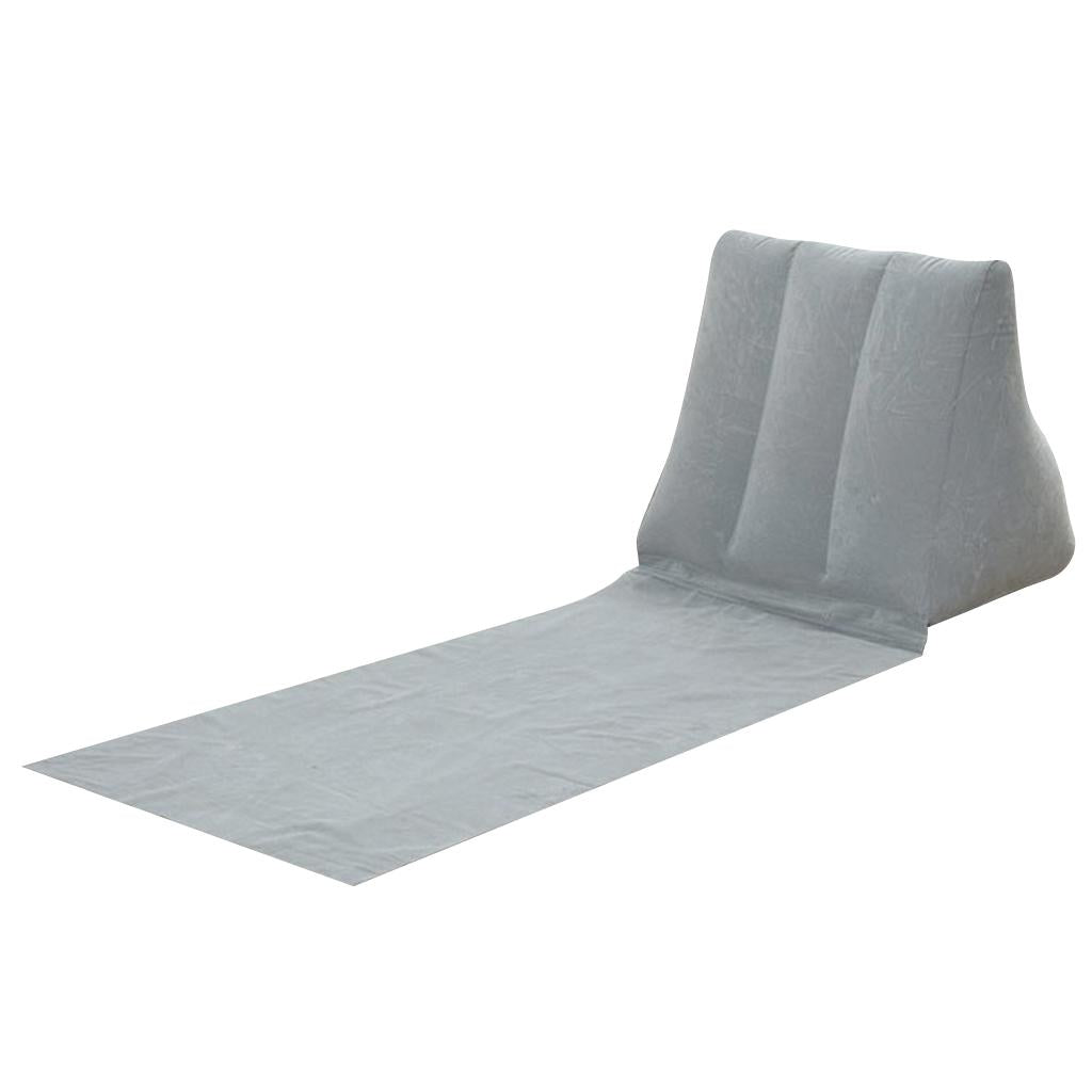 Inflating Beach Camping Lounger Back Pillow Cushion Chair Air Bed Gray