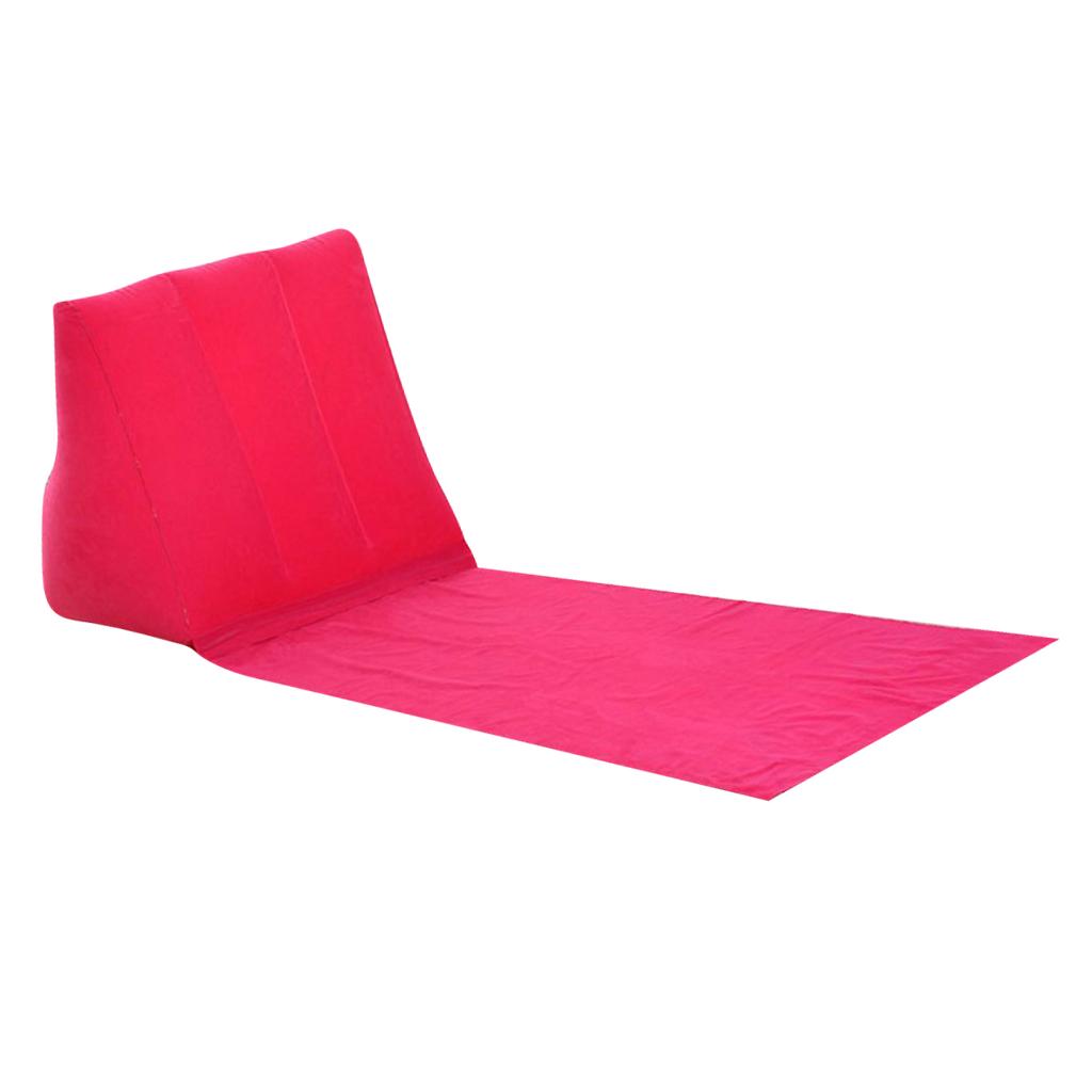 Inflating Beach Camping Lounger Back Pillow Cushion Chair Air Bed Rosered