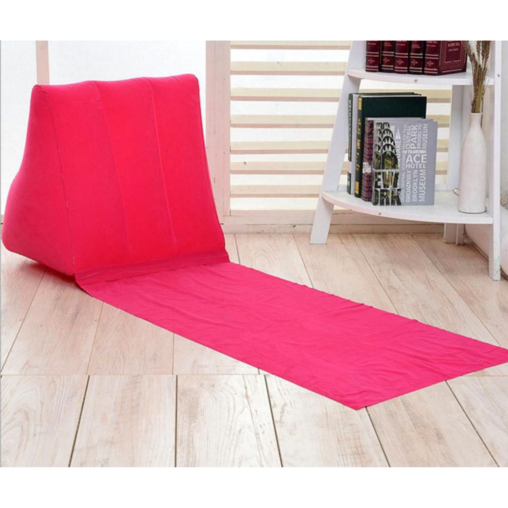 Inflating Beach Camping Lounger Back Pillow Cushion Chair Air Bed Rosered