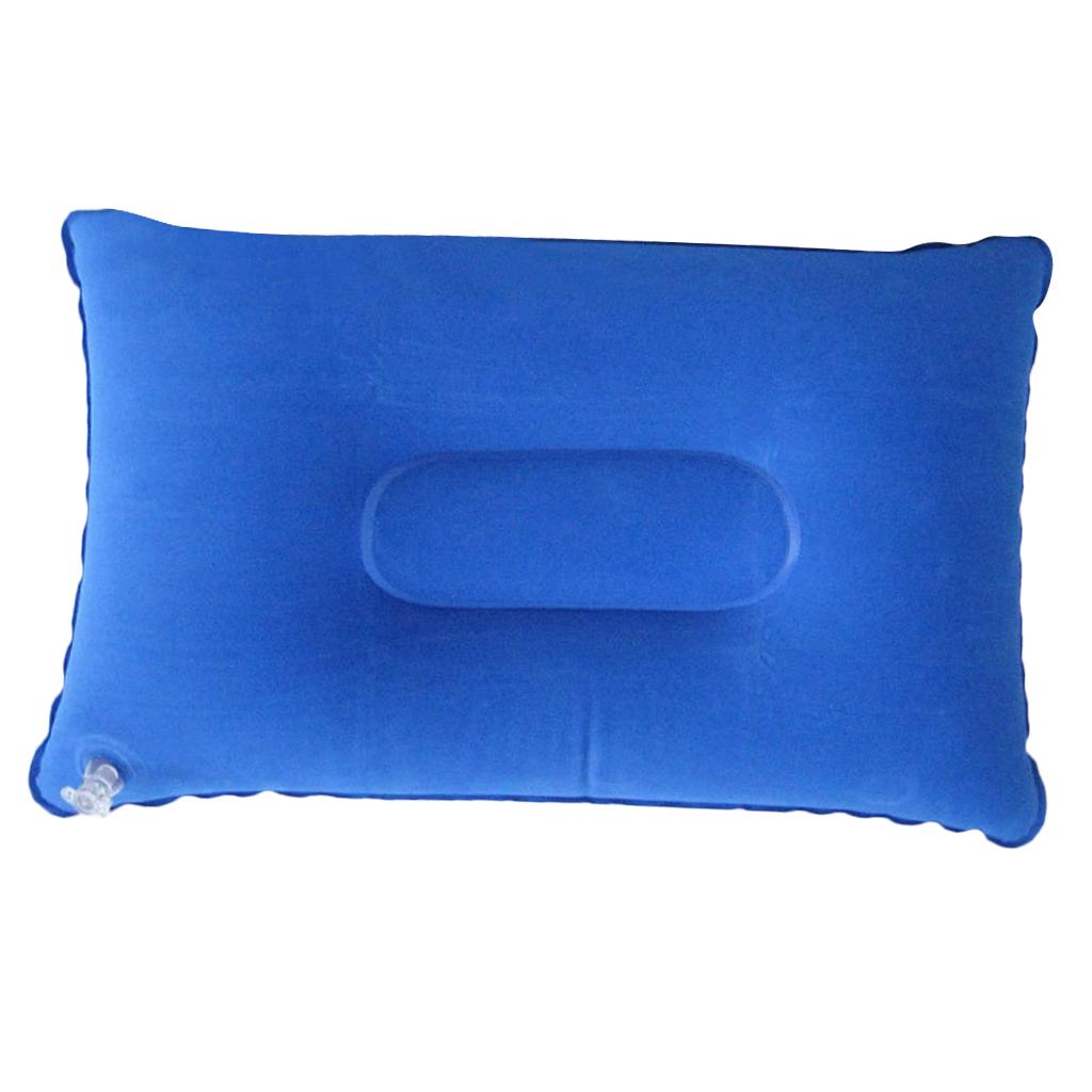 4xInflatable Pillow Travel Air Cushion Camping Car Beach Head Rest Support 38x24cm Blue