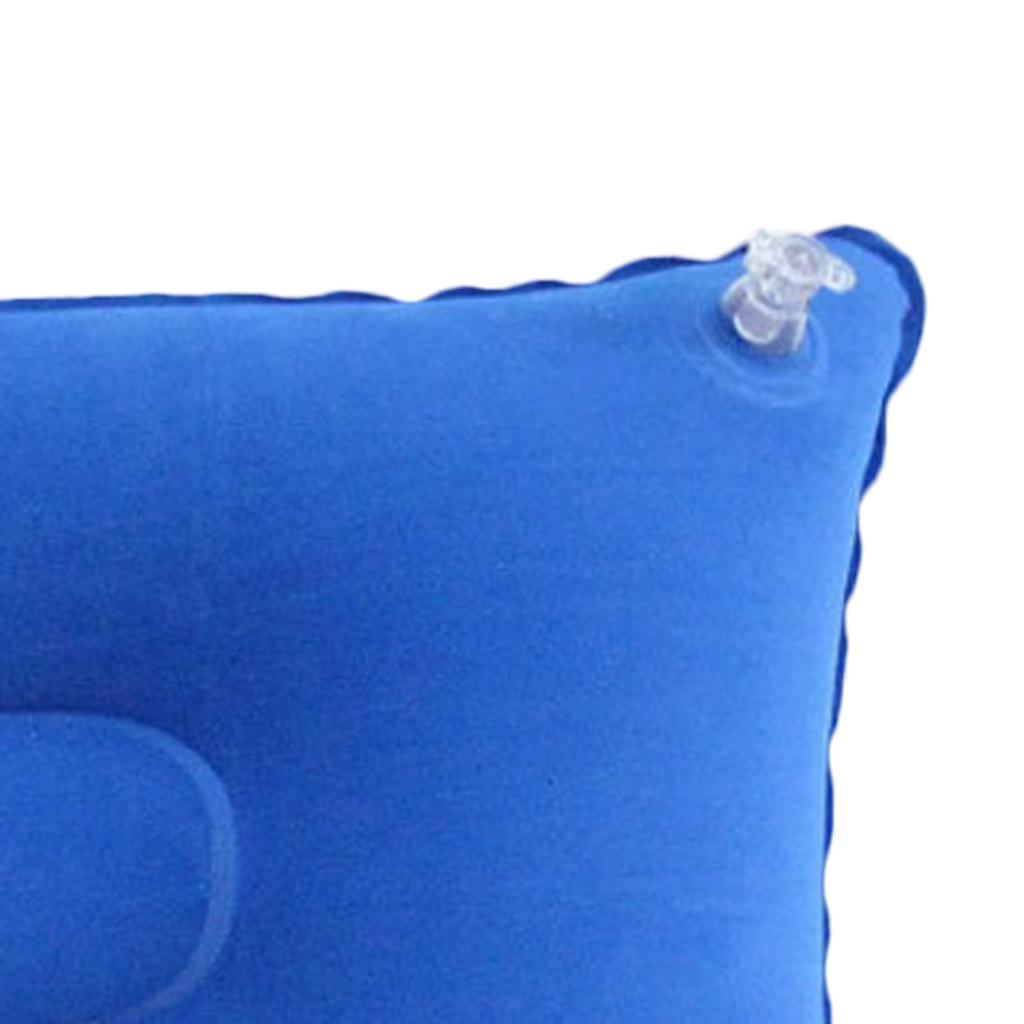 3xInflatable Pillow Travel Air Cushion Camping Car Beach Head Rest Support 38x24cm Blue