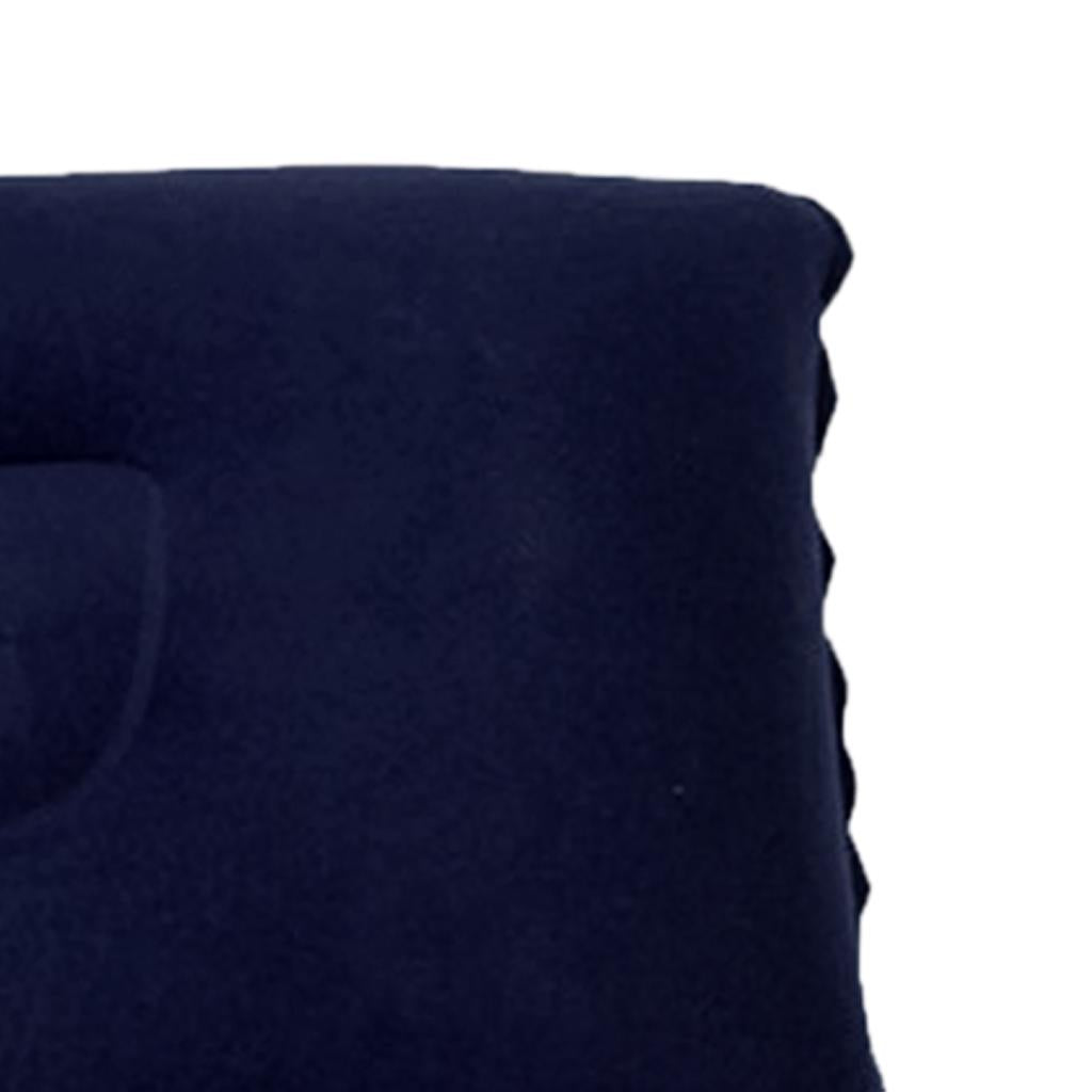 2xInflatable Pillow Travel Air Cushion Camping Car Beach Head Rest Support 43x27cm Dark Blue