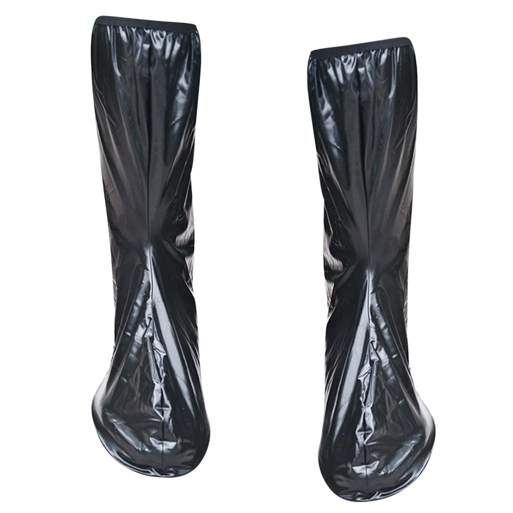 Black Waterproof PVC Rain Boots Shoes Cover with Reflective Strip M 38-39