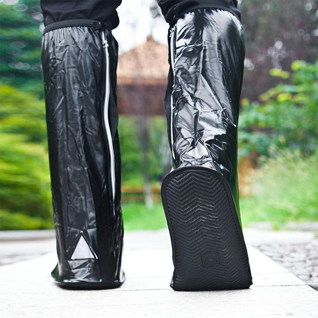 Black Waterproof PVC Rain Boots Shoes Cover with Reflective Strip M 38-39