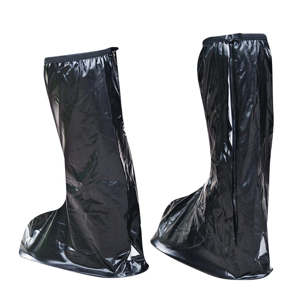 Black Waterproof PVC Rain Boots Shoes Cover with Reflective Strip M 38-39