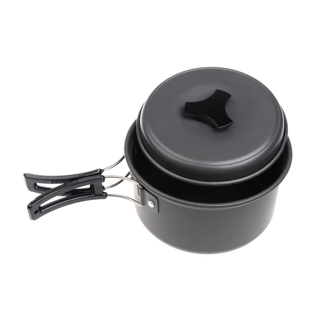 Camping Portable Pot Outdoor Non-stick Aluminum Stockpot w/ Folding Handle S