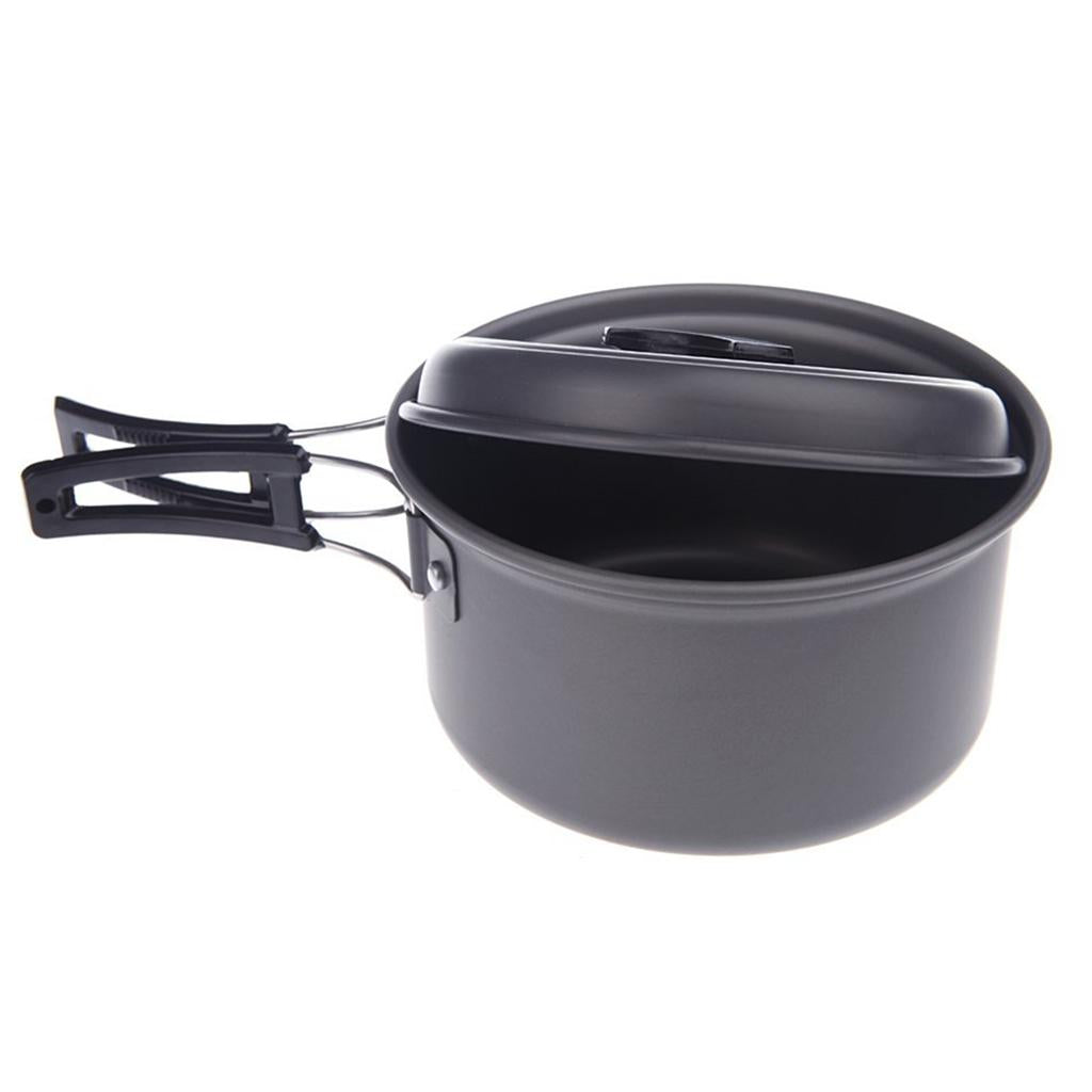 Camping Portable Pot Outdoor Non-stick Aluminum Stockpot w/ Folding Handle S