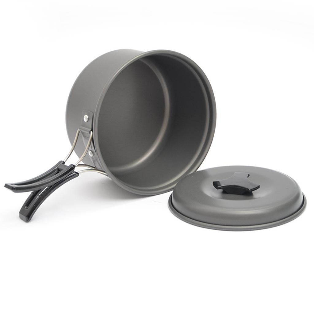 Camping Portable Pot Outdoor Non-stick Aluminum Stockpot w/ Folding Handle S