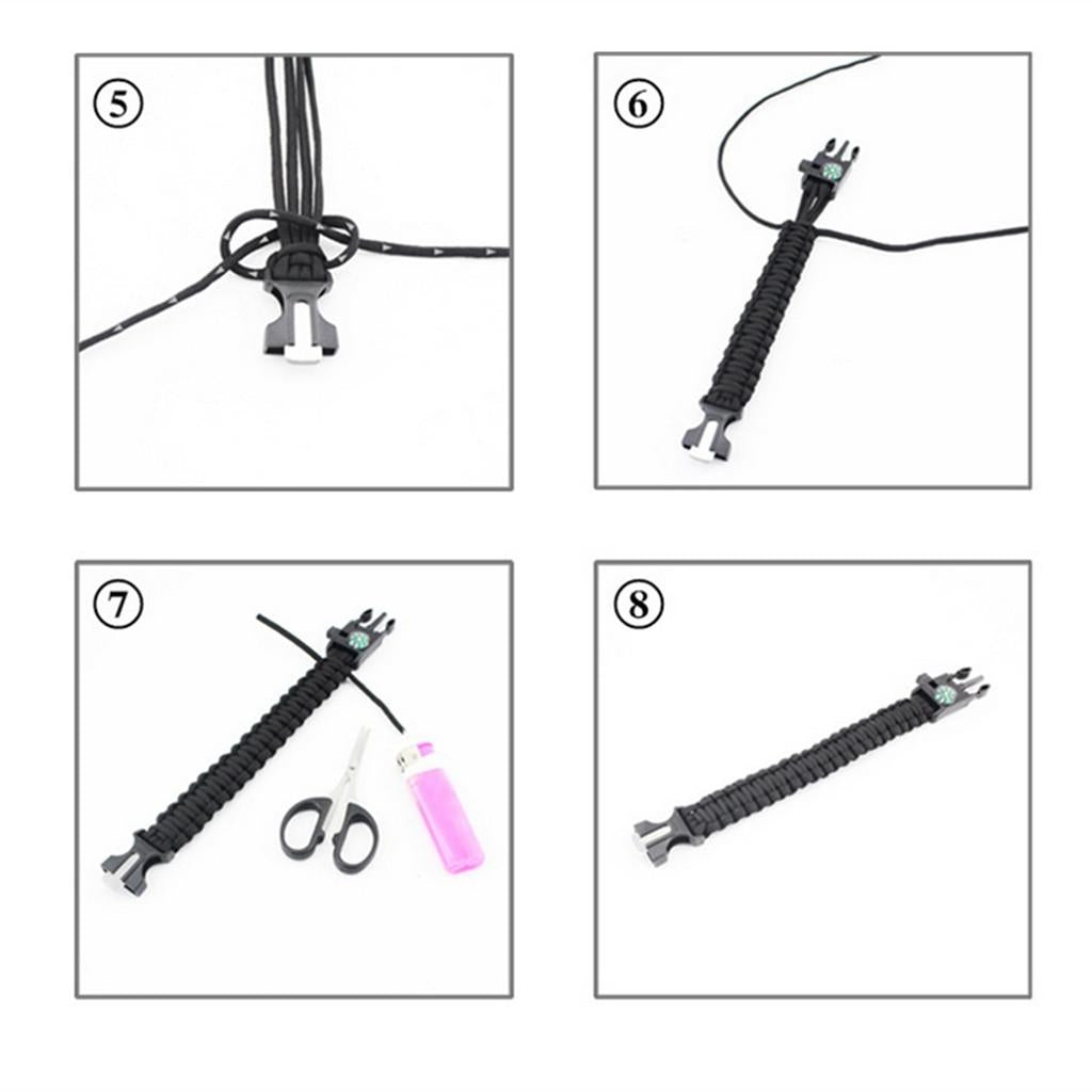 Outdoor Parachute Cord Lanyard w/ Compass Keychain Bottle Opener Black