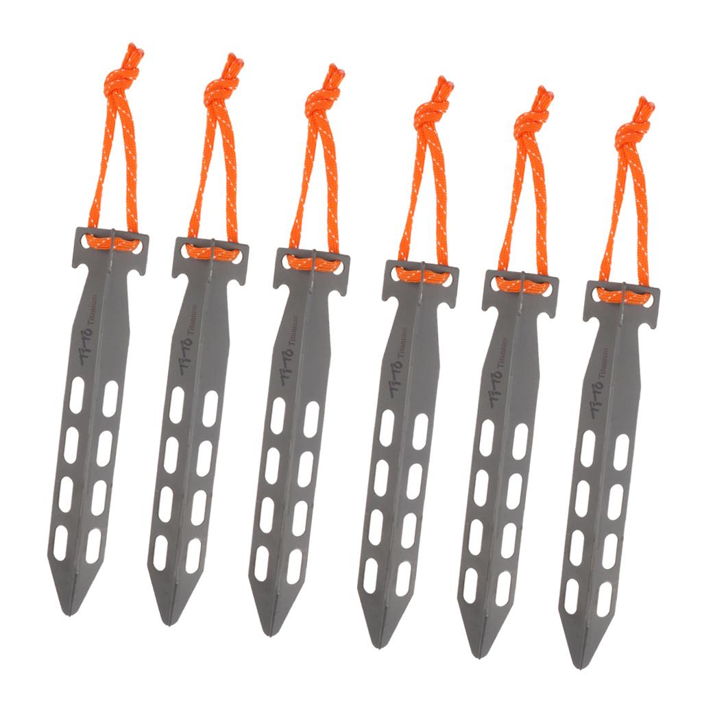 6pcs Titanium Tent Pegs Outdoor Camping Tent Stakes Nails Three Sides Design