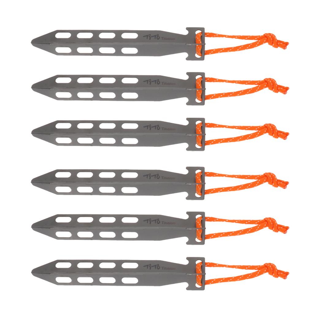 6pcs Titanium Tent Pegs Outdoor Camping Tent Stakes Nails Three Sides Design