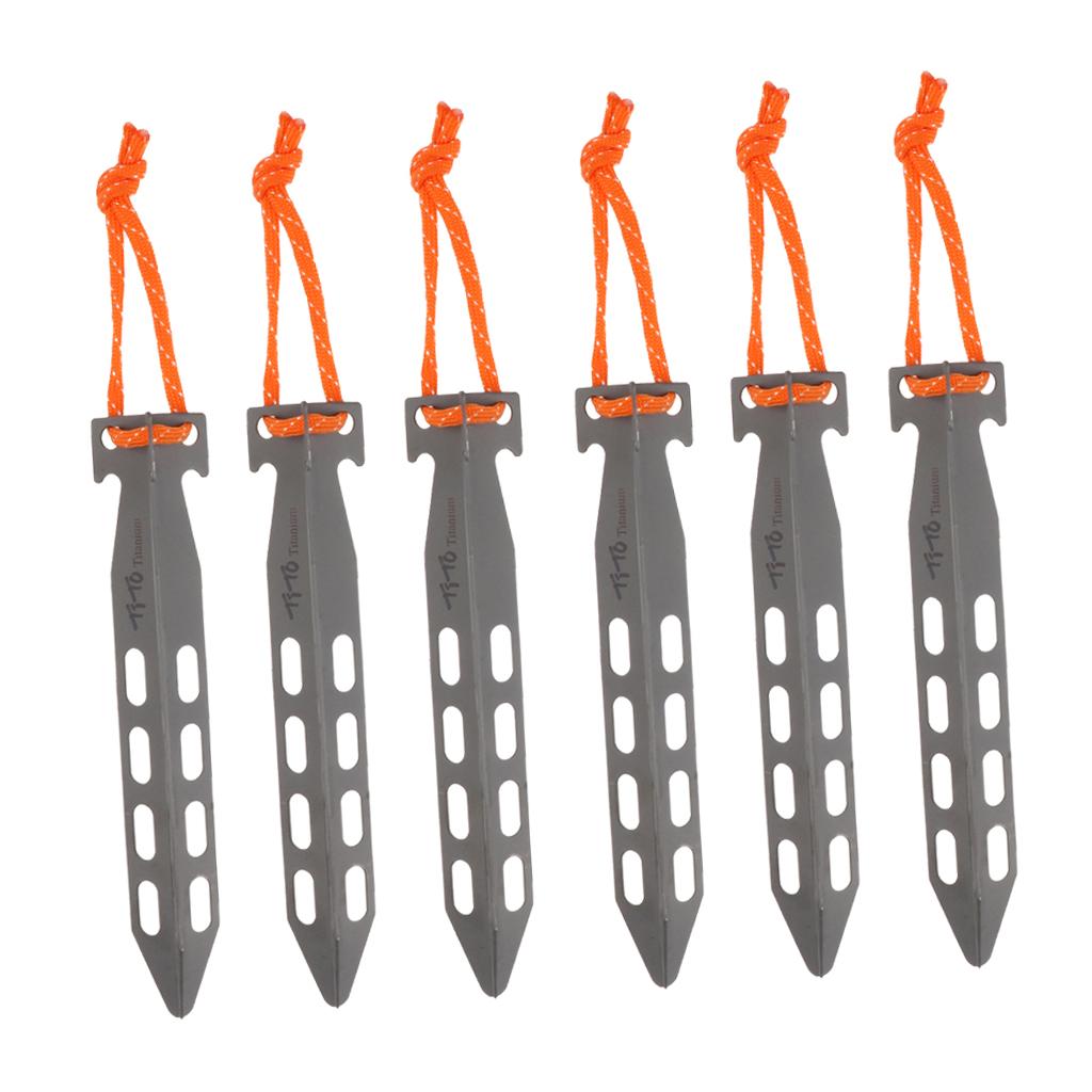 6pcs Titanium Tent Pegs Outdoor Camping Tent Stakes Nails Three Sides Design