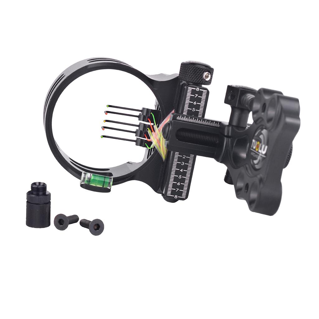 Micro Adjust 5 Pin .019 Compound Bow Archery Sight - Short Pole Black"