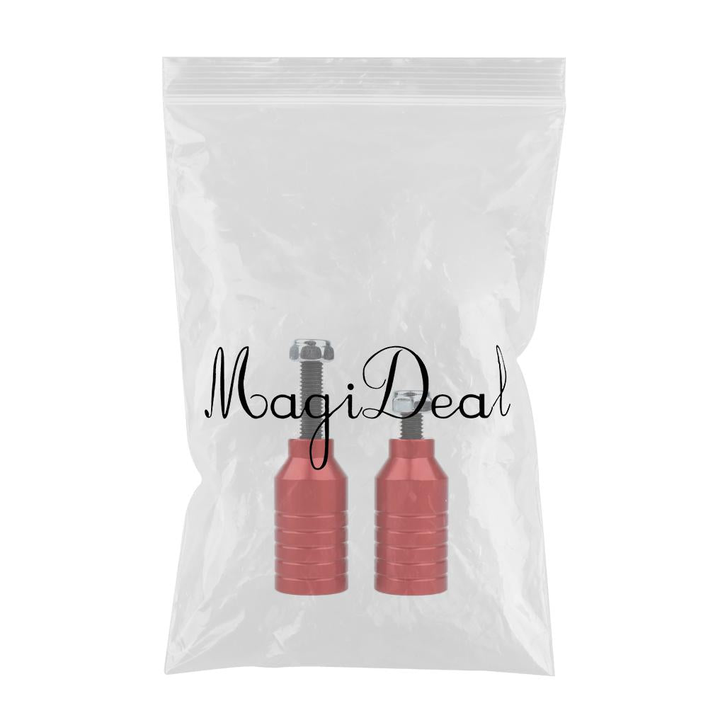 2pcs Scooter Stunt Pegs Set Alloy Scooter Pegs & Axles 55mm + 70mm Red