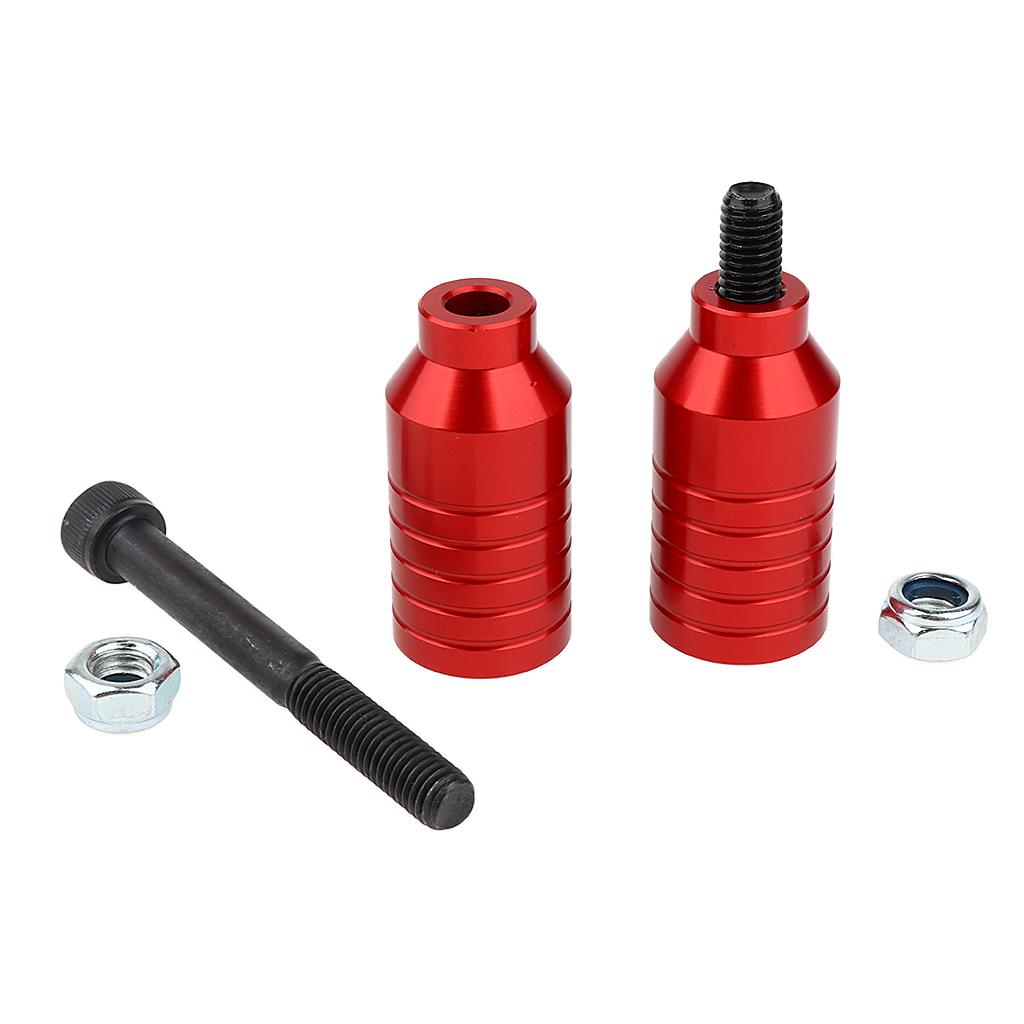 2pcs Scooter Stunt Pegs Set Alloy Scooter Pegs & Axles 55mm + 70mm Red