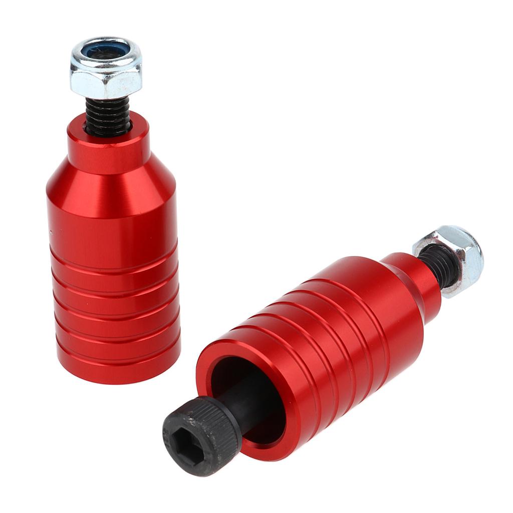 2pcs Scooter Stunt Pegs Set Alloy Scooter Pegs & Axles 55mm + 70mm Red