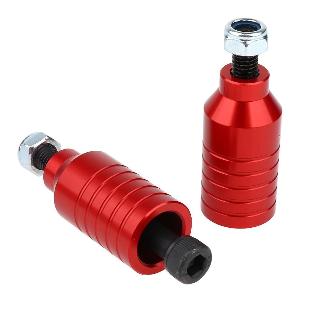 2pcs Scooter Stunt Pegs Set Alloy Scooter Pegs & Axles 55mm + 70mm Red
