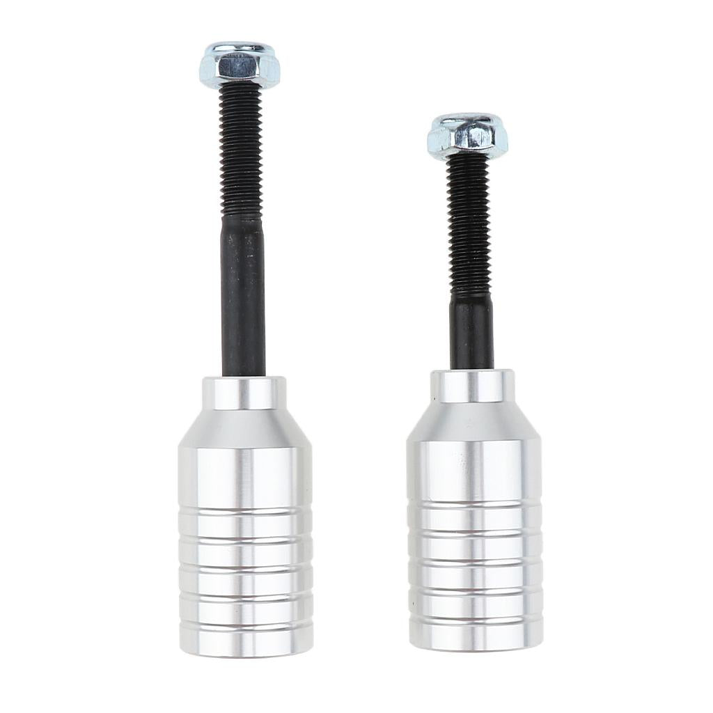 2pcs Scooter Stunt Pegs Set Alloy Scooter Pegs & Axles 55mm + 70mm Silver